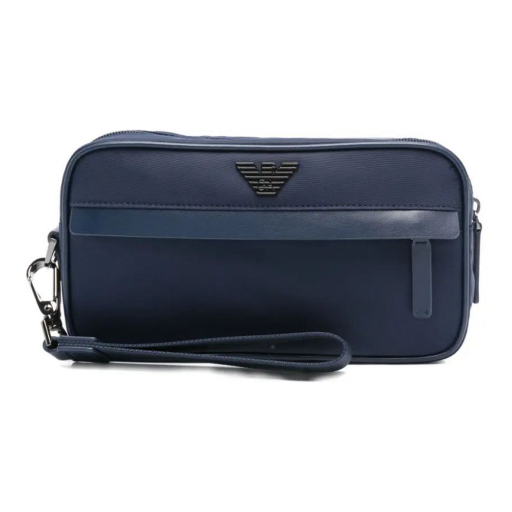 Men's 'Logo-Plaque Zip' Toiletry Bag