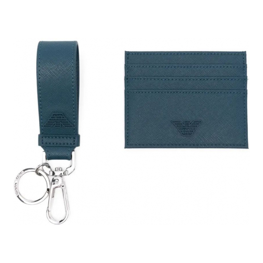 Men's 'Embossed-Logo Keyring' Card Holder