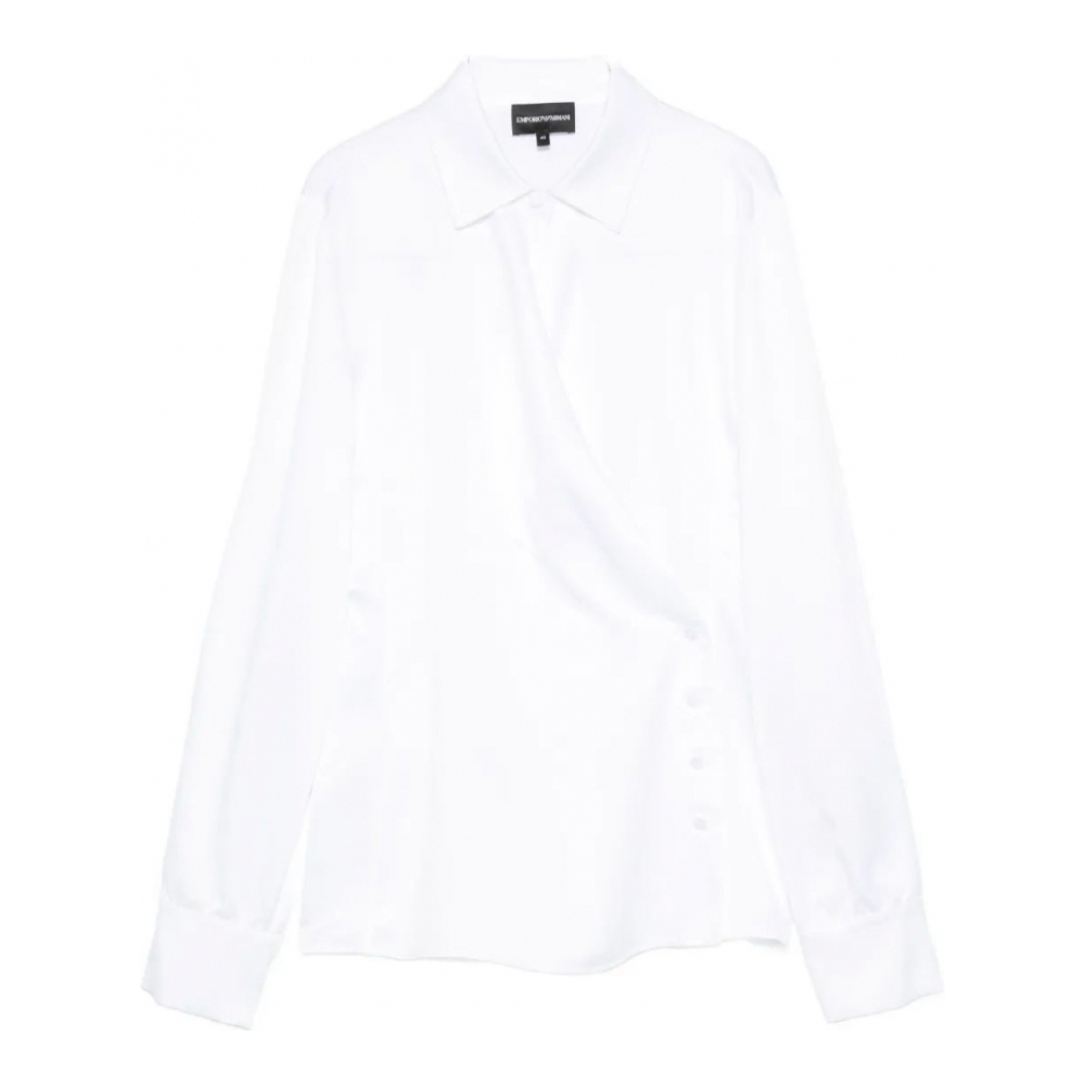 Blouse à manches longues 'Wrap-Front Button-Detail' pour Femmes