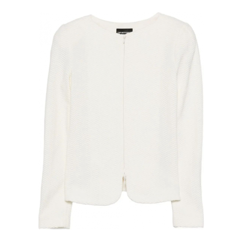 'Herringbone-Pattern Zip-Up' Jacke für Damen