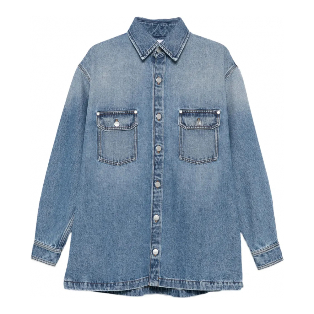 Chemise en Jean 'Button-Fastening Flap-Pocket' pour Femmes
