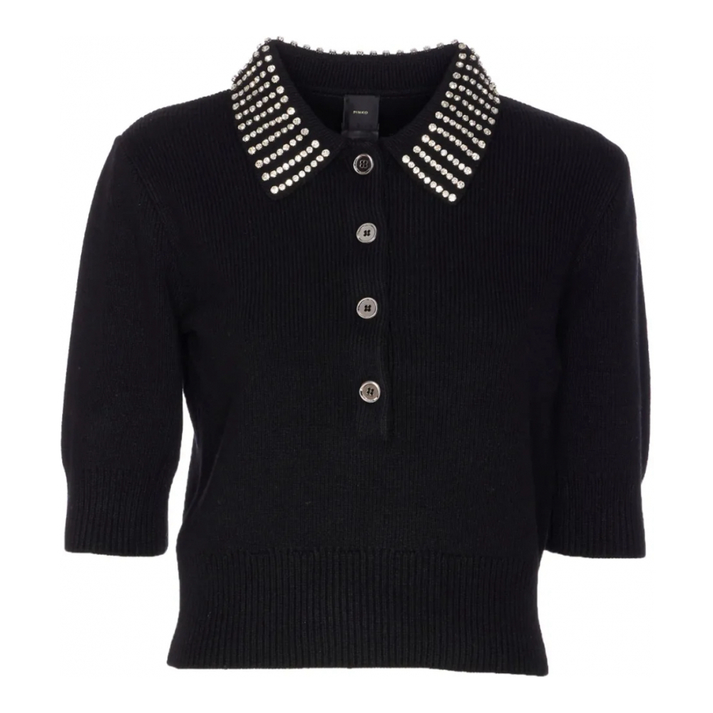 Pull 'Crystal-Collar Half-Zip Cropped' pour Femmes