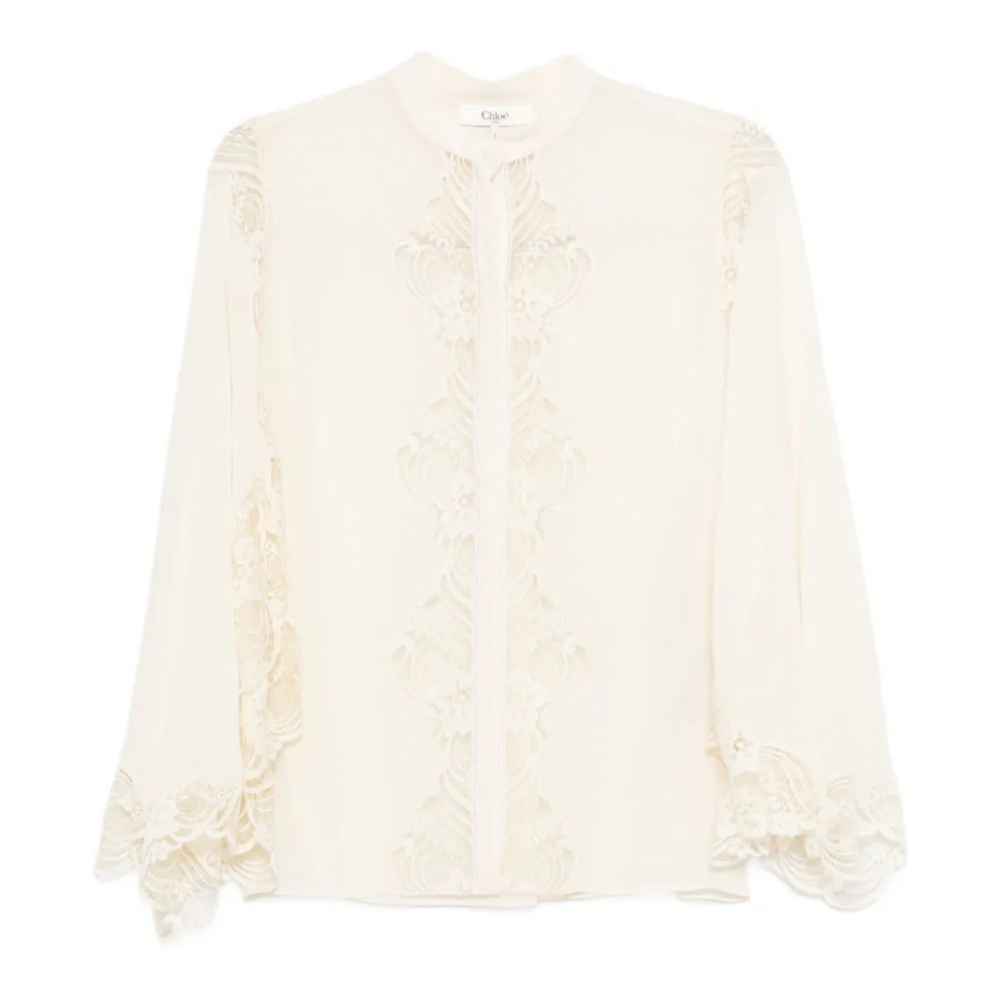 Blouse à manches longues 'Lace-Trimmed' pour Femmes