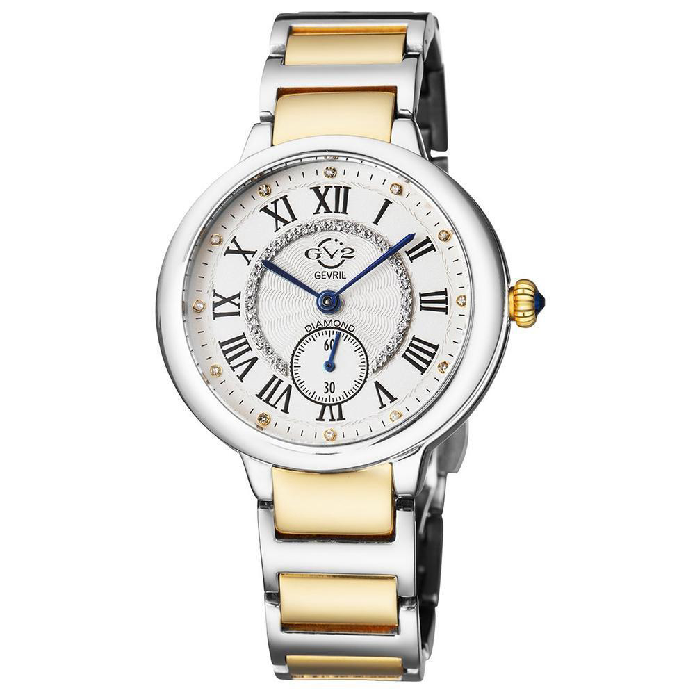 GV2 Rome Women's Silver Dial Two Tone Yellow Gold Bracelet Watch