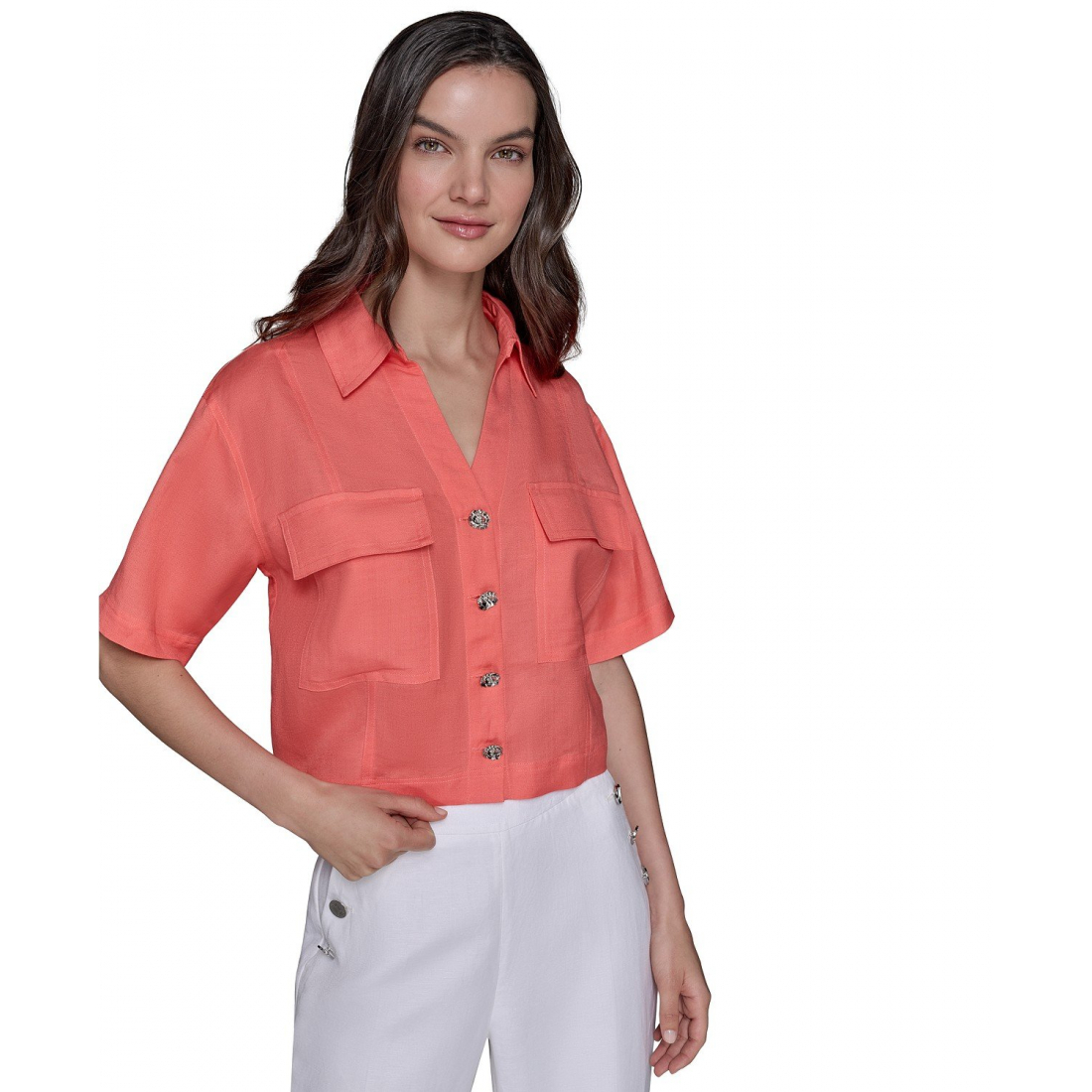 Chemise à manches courtes 'Cropped' pour Femmes