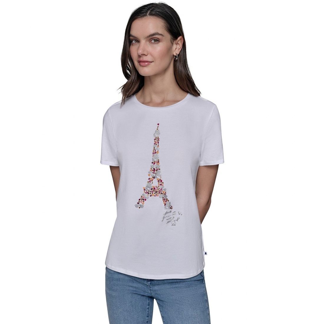 T-shirt 'Sequined Eiffel Tower Graphic T-Shirt' pour Femmes
