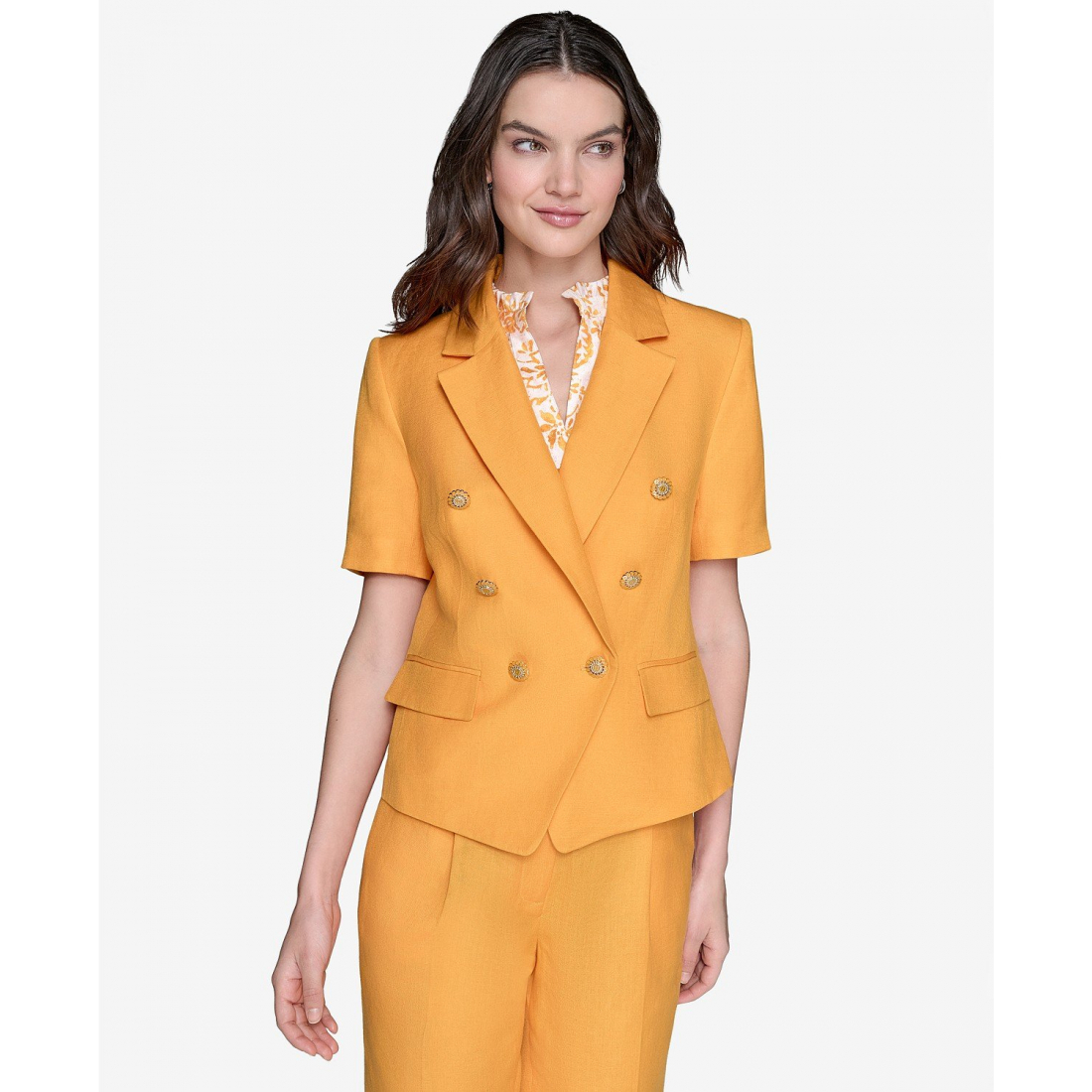 Veste 'Linen-Blend Double-Breasted' pour Femmes