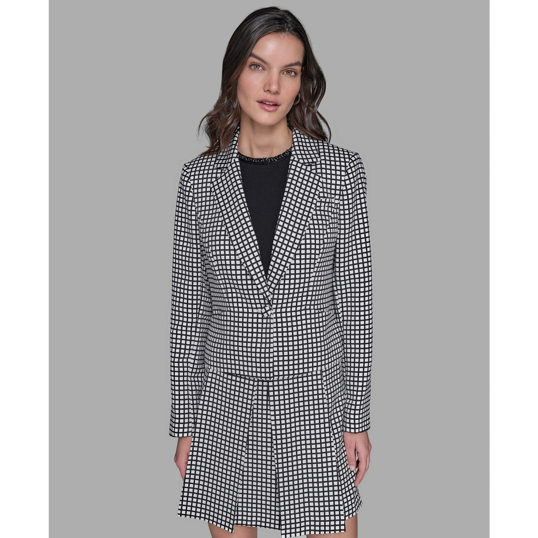 Blazer 'Check Print One-Button' pour Femmes