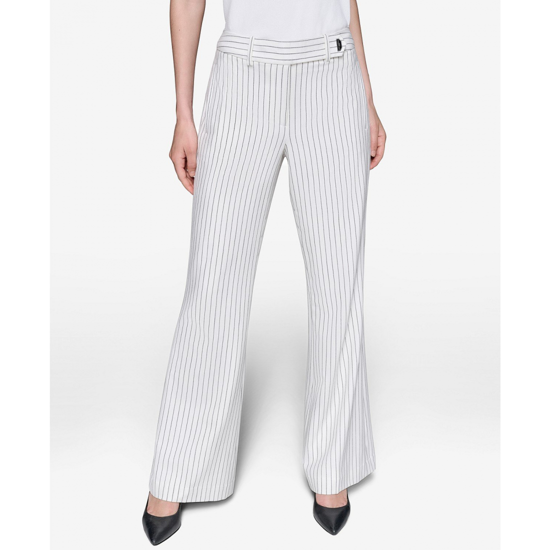 Women's 'Pinstripe Full Wide- Leg' Trousers
