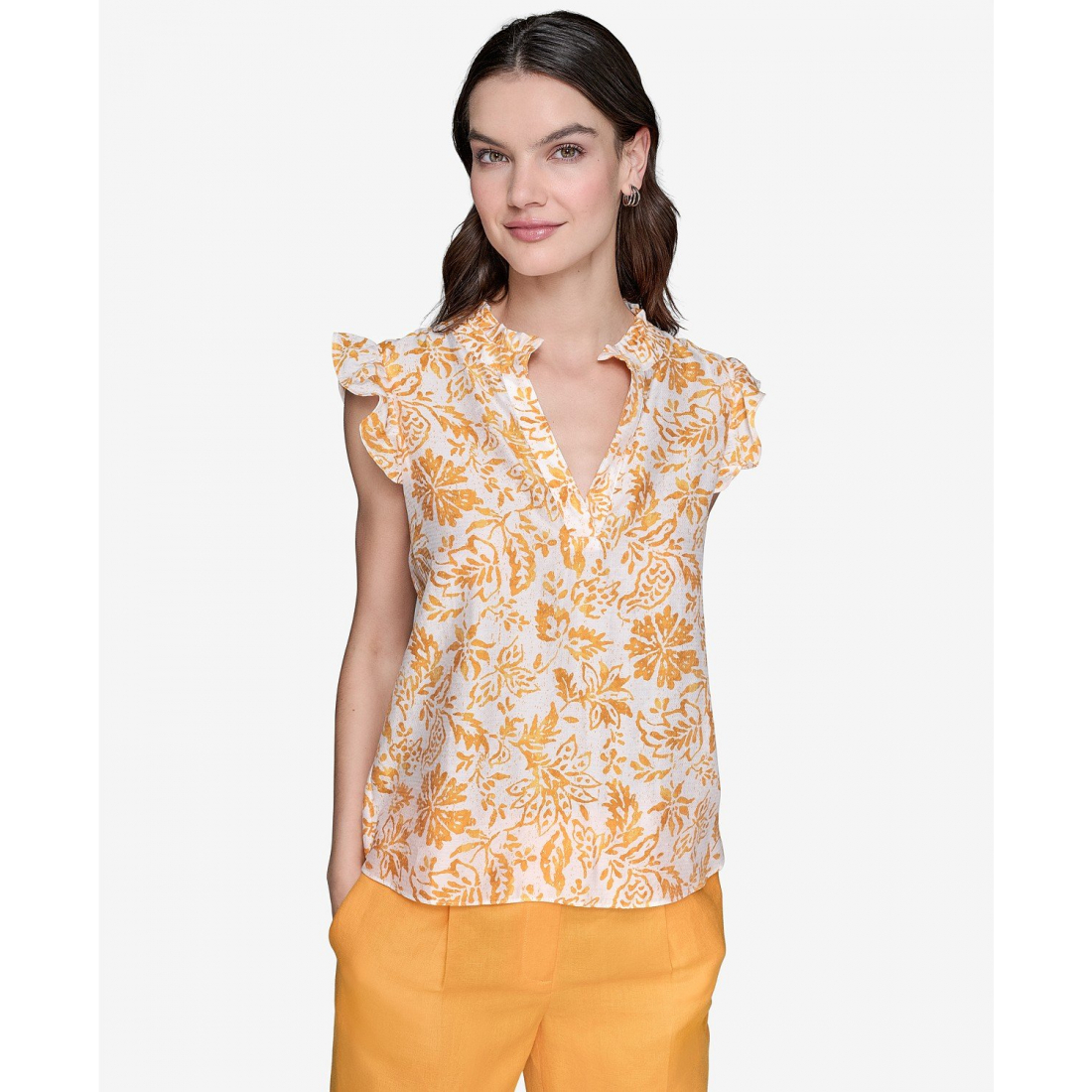 Blouse à manches courtes 'Printed Split-Neck' pour Femmes