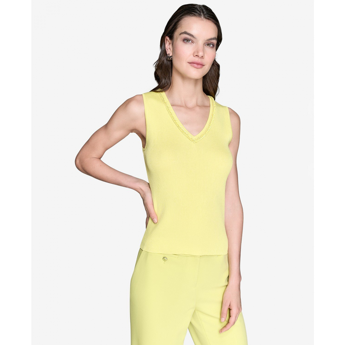 Haut sans manches 'Embellished Ribbed Knit' pour Femmes