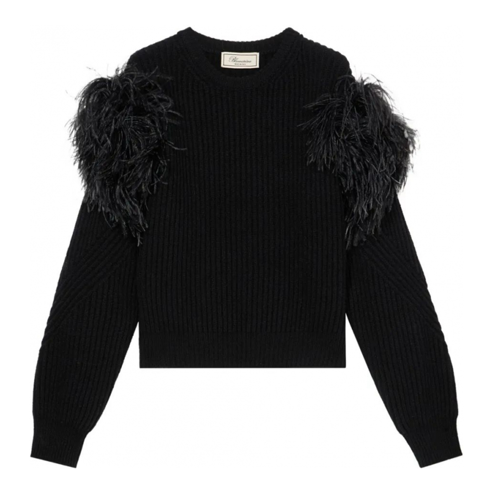 Women's 'Feather-Embellished Knitted' Sweater