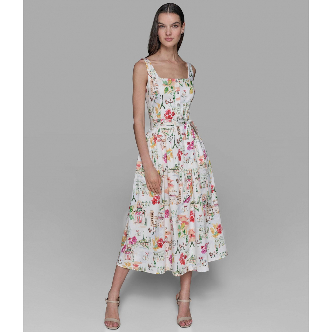 Robe ajustée et évasée 'Sleeveless Printed' pour Femmes