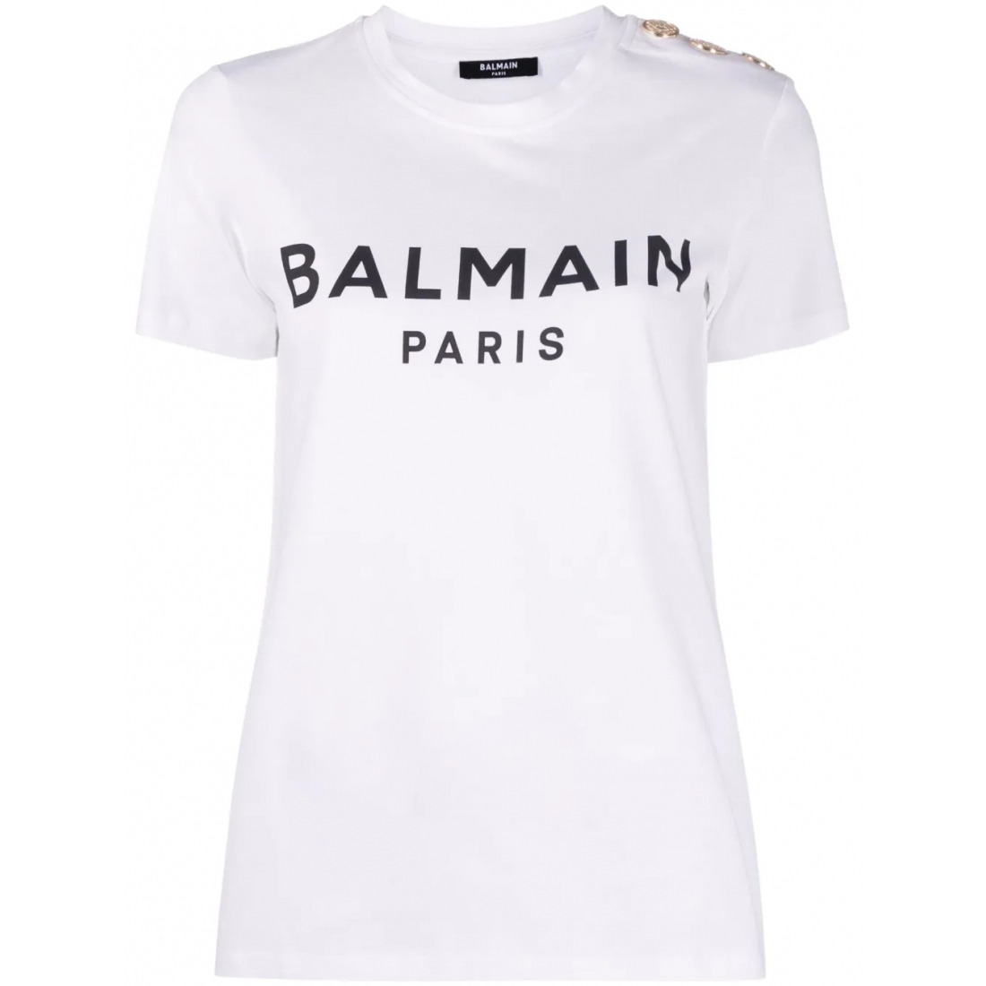 T-shirt 'Button-Embellished Logo-Print' pour Femmes