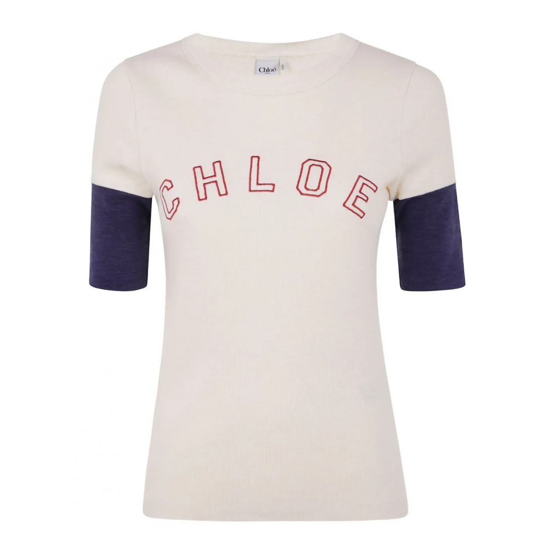 T-shirt 'Embroidered-Logo Ribbed Top' pour Femmes