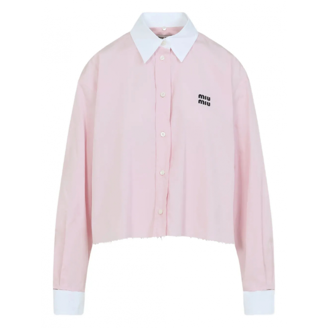 Chemise 'Logo-Embroidered Frayed-Hem' pour Femmes