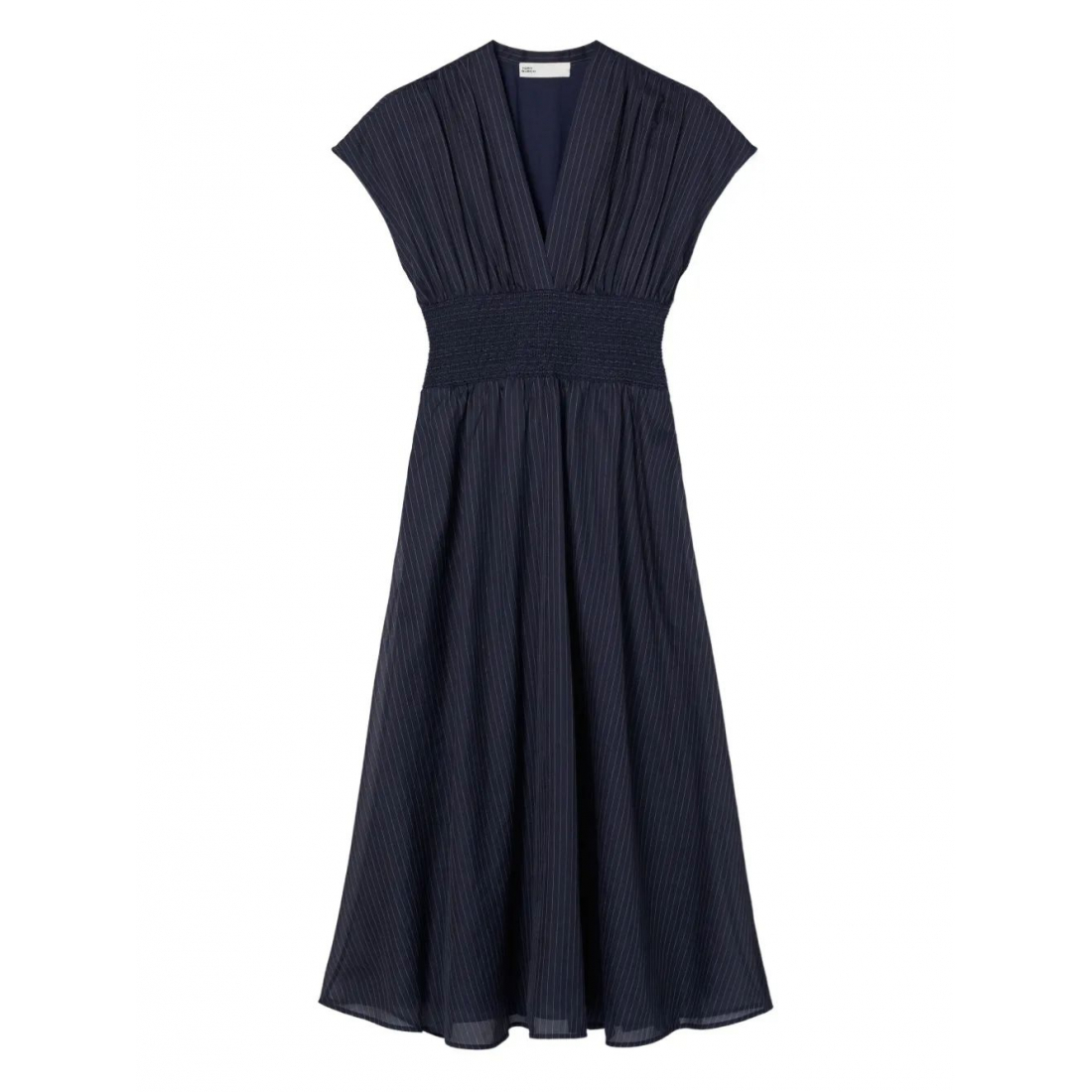 Robe Midi 'Pinstripe-Pattern Smocked' pour Femmes