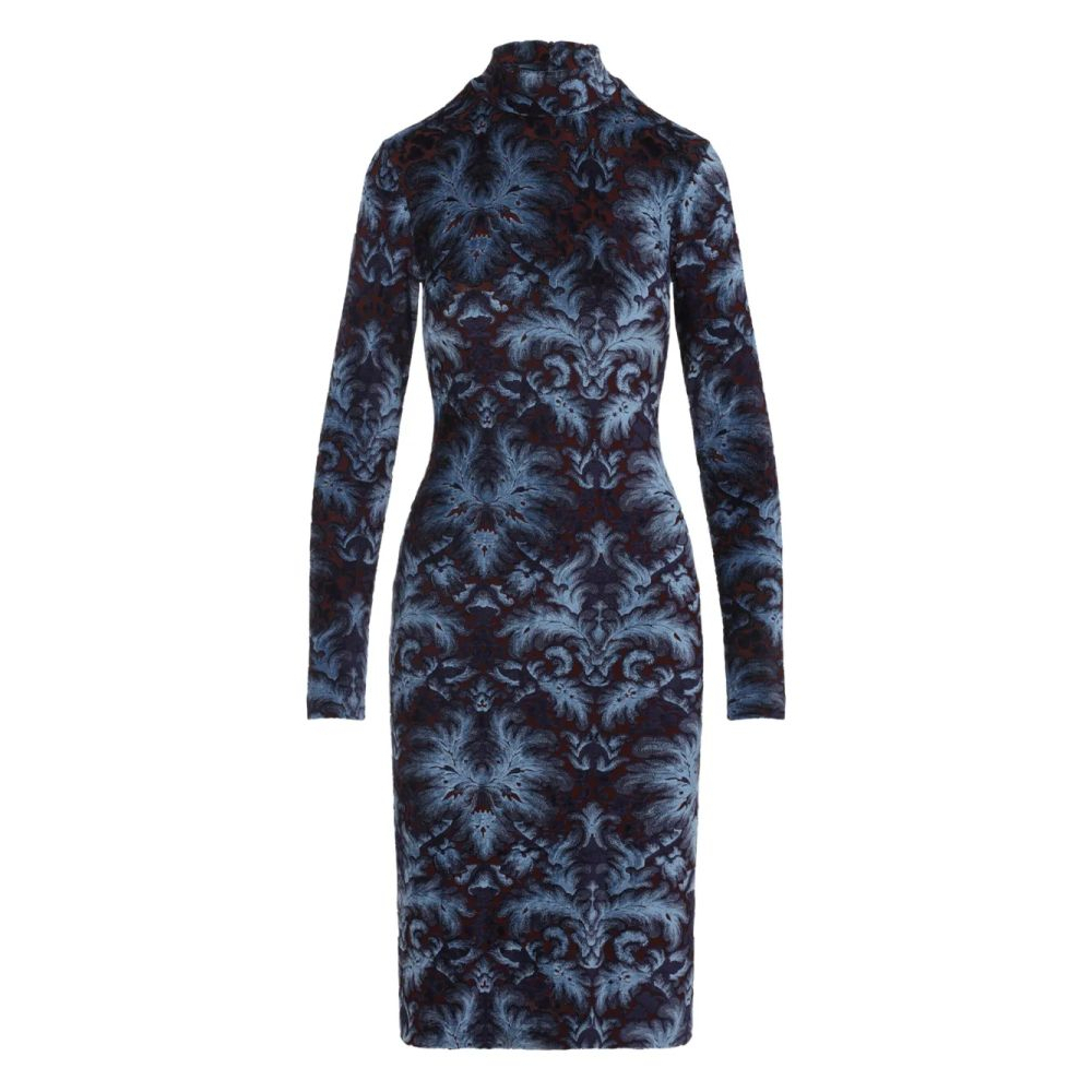 Robe Midi 'Floral-Pattern Mock-Neck' pour Femmes