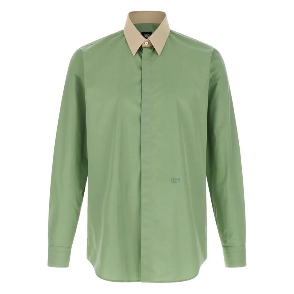 Chemise 'Contrast-Collar Logo-Embroidered' pour Hommes