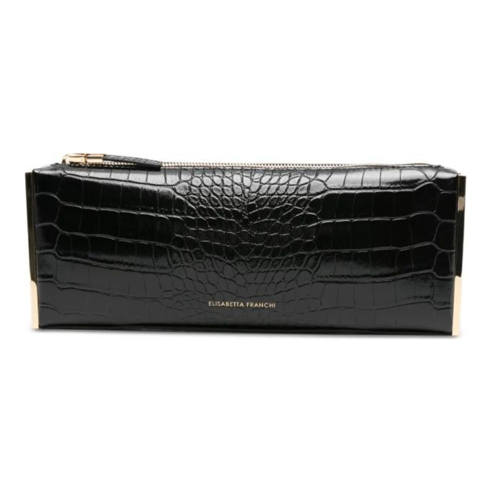 Women's 'Crocodile-Effect Zip' Clutch