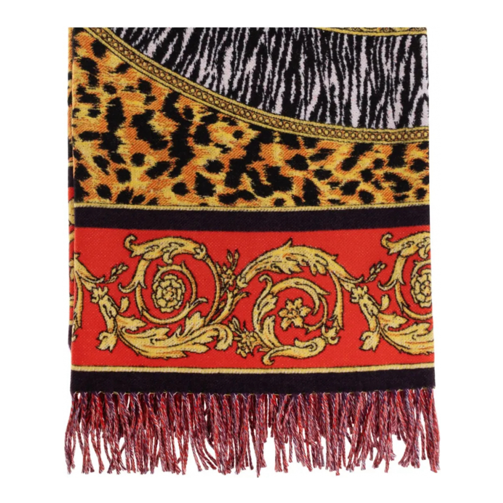 'Animal-Print Fringed' Blanket - 140 x 140 cm