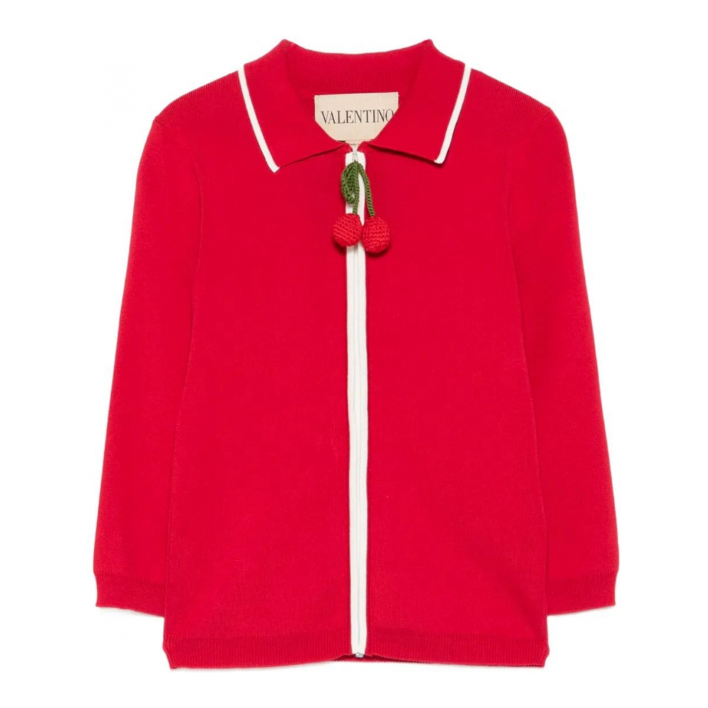 'Cherry-Detail Zip-Up' Strickjacke für Damen