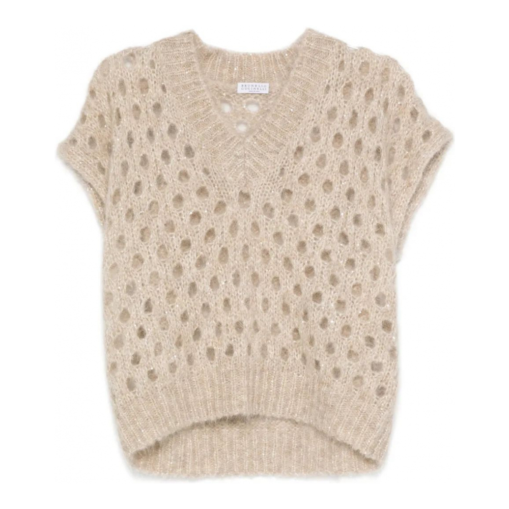 Gilet 'V-Neck Open-Knit' pour Femmes