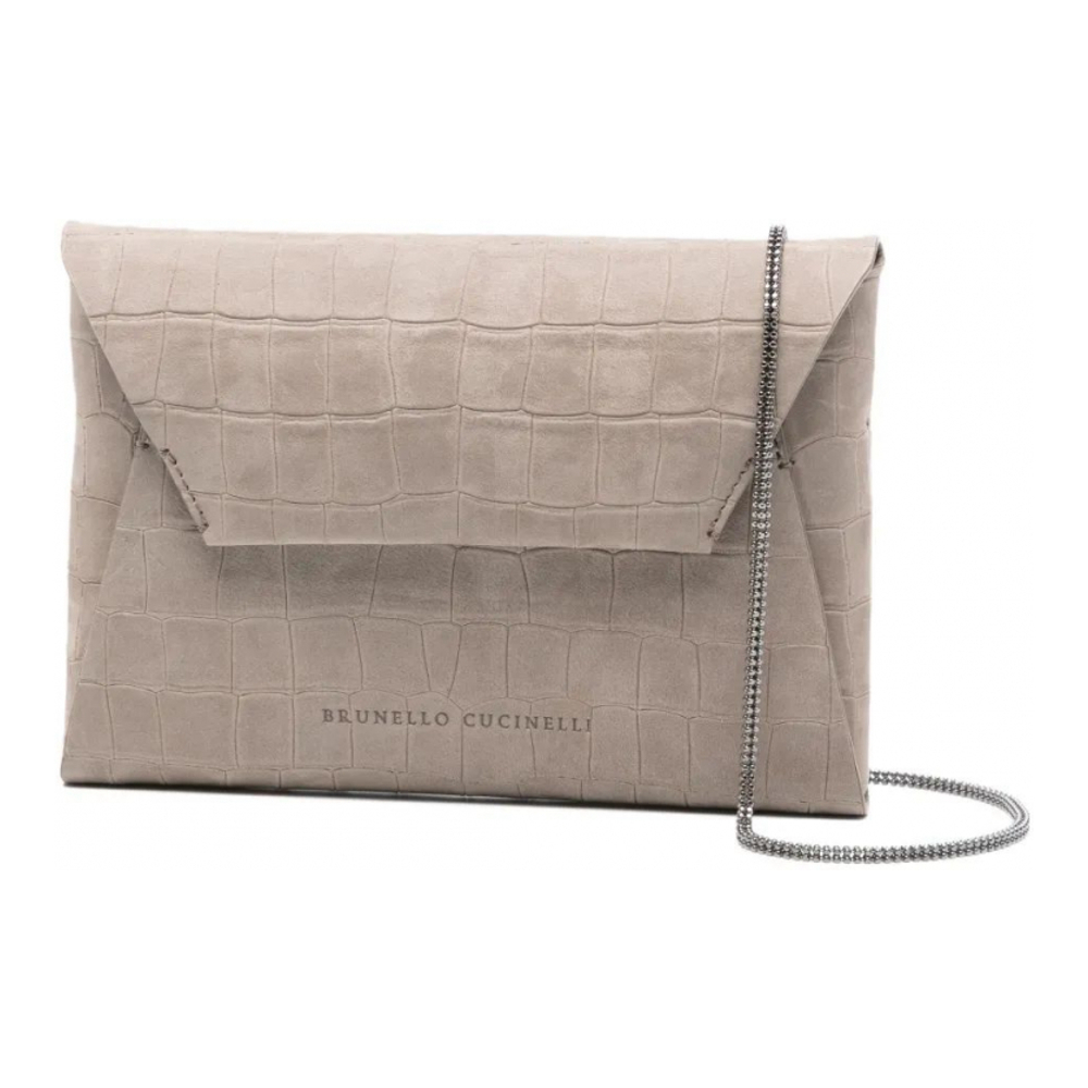 Women's 'Crocodile-Embossed Chain' Clutch Bag