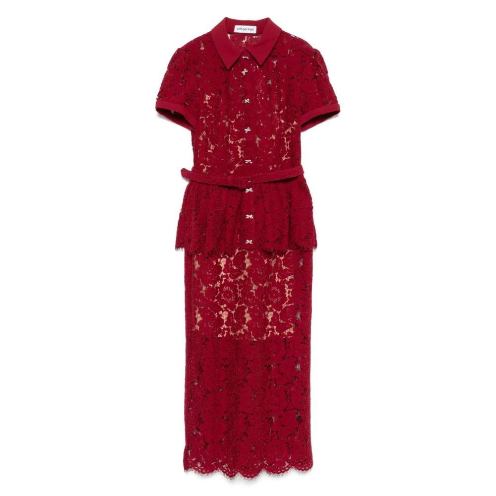 Robe Midi 'Lace Peplum' pour Femmes