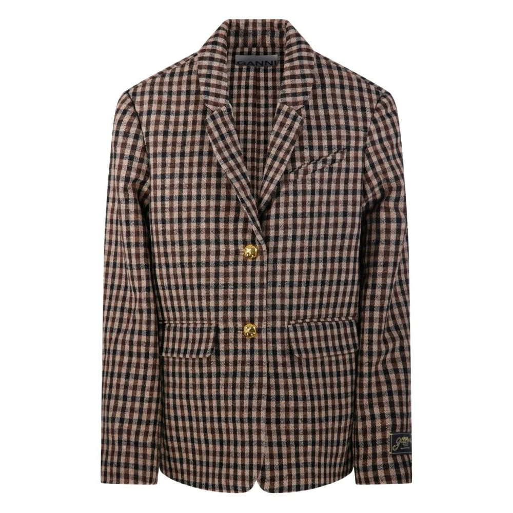 Women's 'Gingham Check Buttoned' Blazer