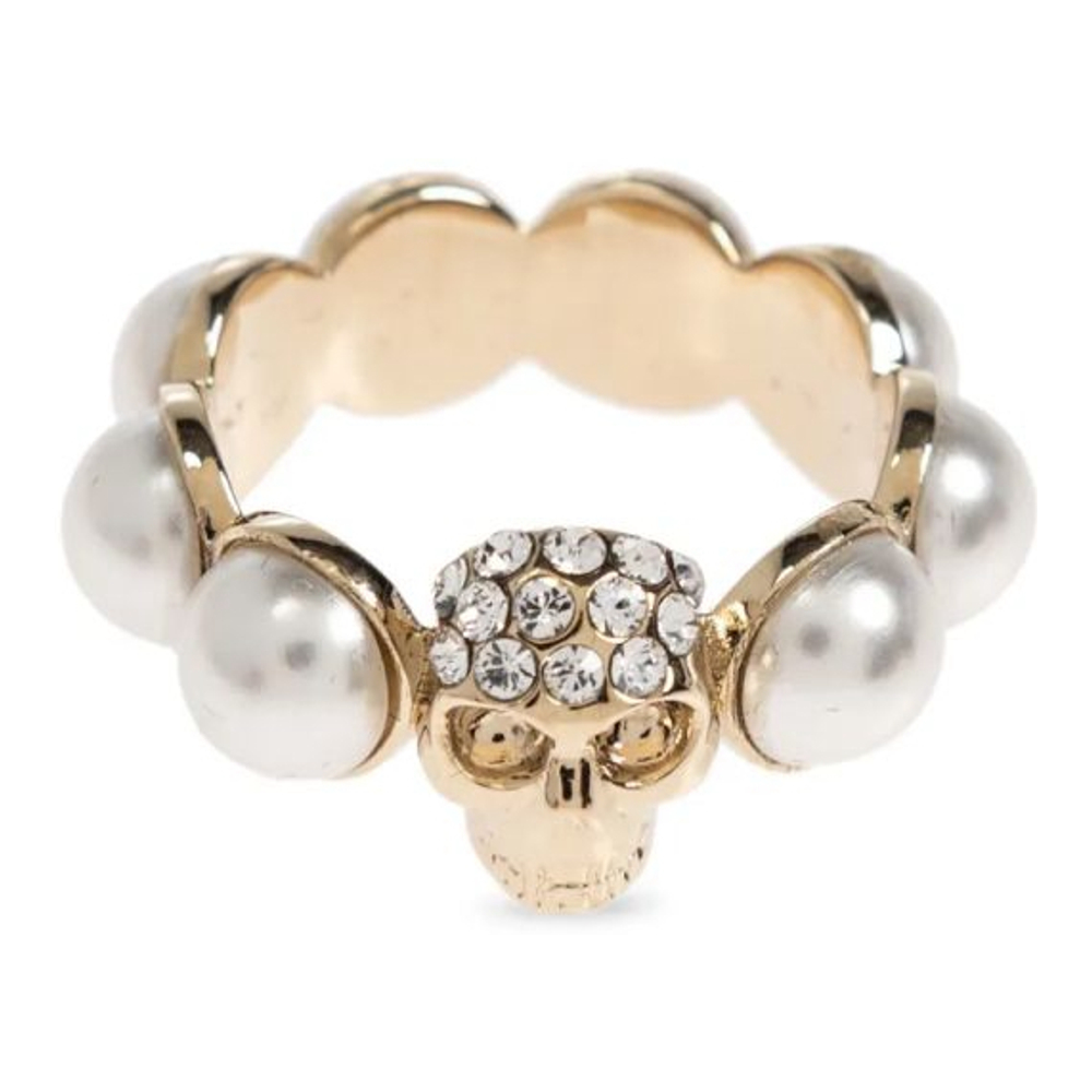 'Skull-Motif Pearl' Ring für Damen