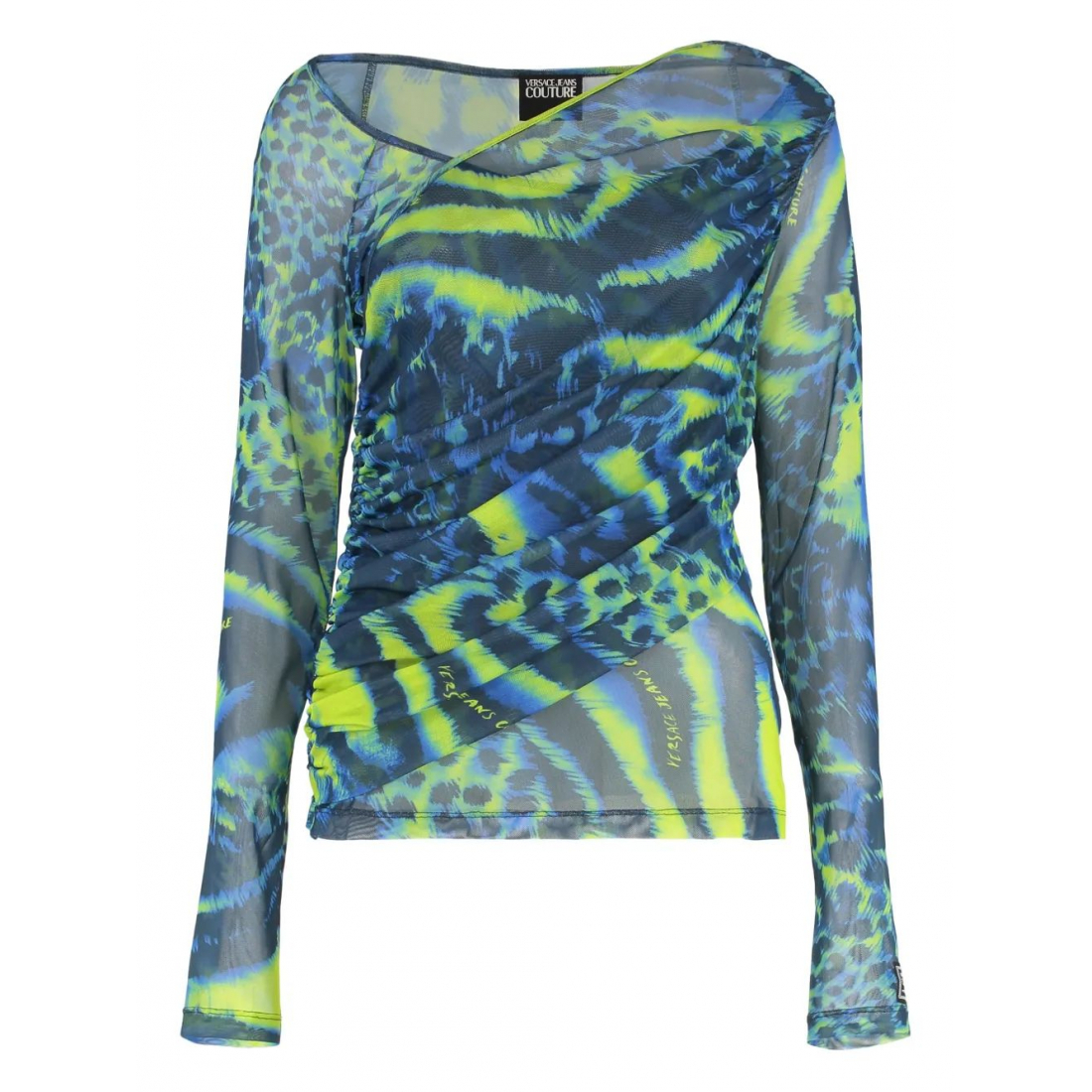 Top à manches longues 'Animal-Print Draped' pour Femmes