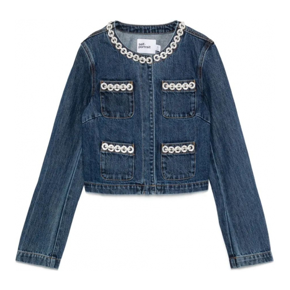 Veste en jeans 'Embellished-Pocket' pour Femmes