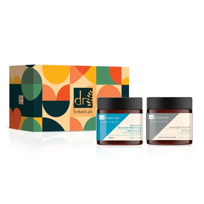 Coffret de soins de la peau 'Charcoal Mattifying Mask & Overnight Vitamin Moisturiser' - 2 Pièces
