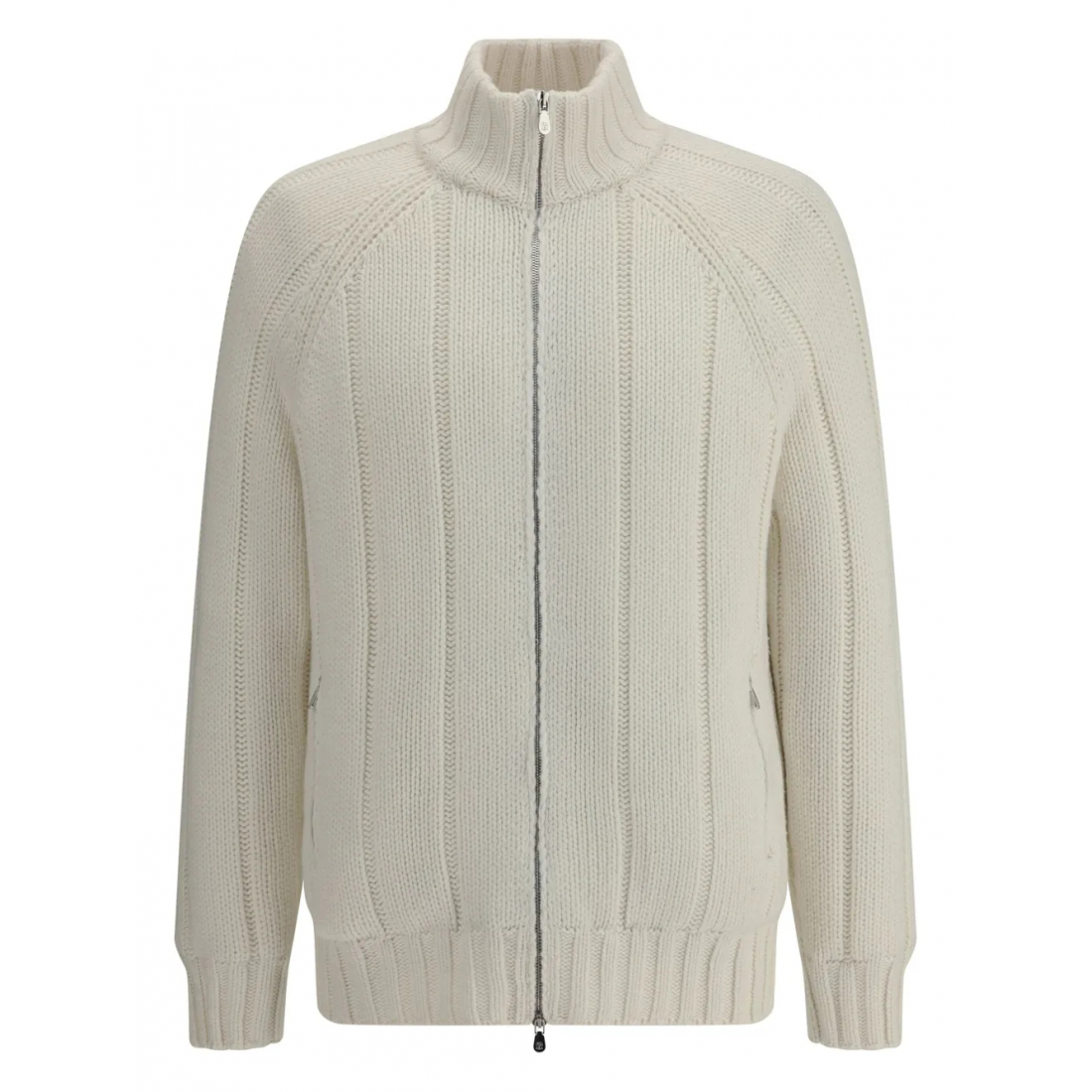 'Ribbed Zip-Front' Strickjacke für Herren