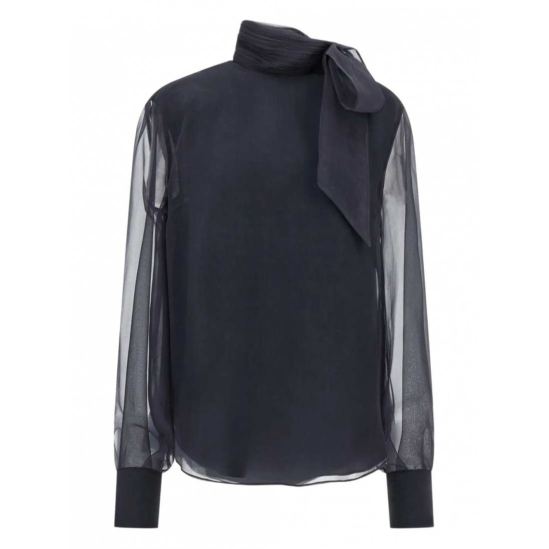 Blouse à manches longues 'Pleated-Neck' pour Femmes