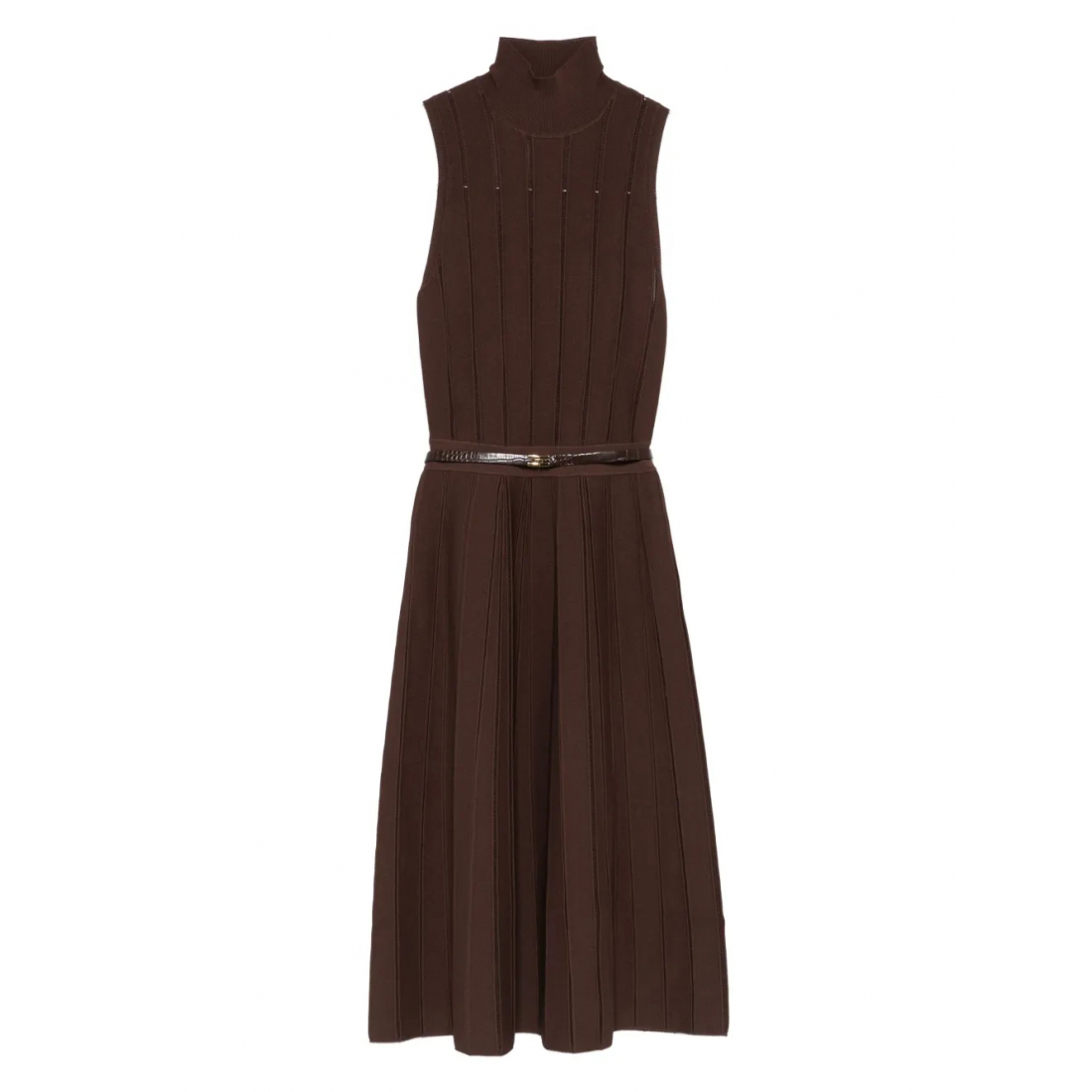 Robe maxi 'Ribbed Turtleneck Belted' pour Femmes