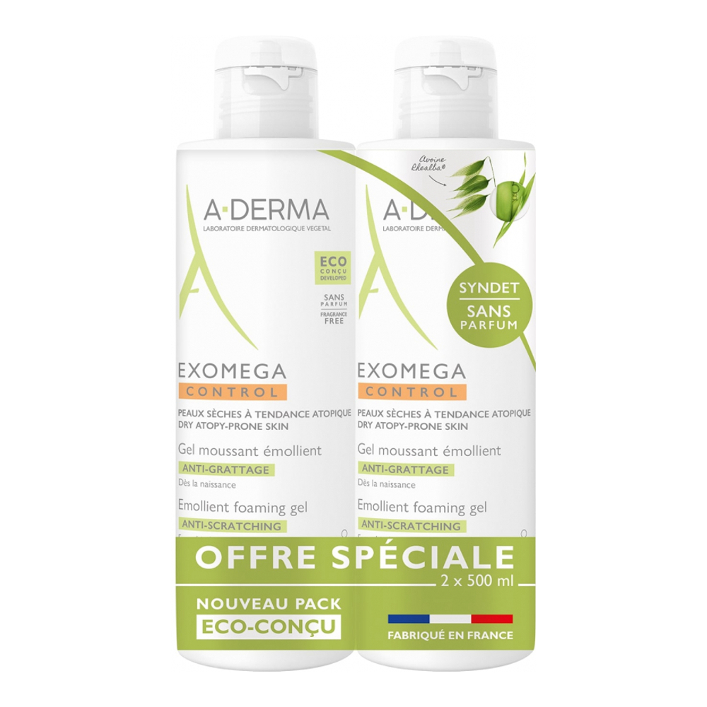 'Exomega Control Émollient Anti-Gratage' Schäumendes Gel - 500 ml, 2 Stücke