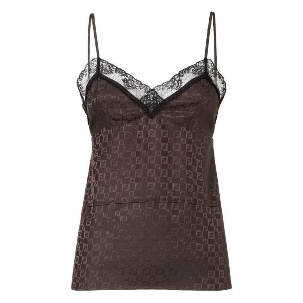 Top 'Jacquard FF Lace-Trimmed' pour Femmes
