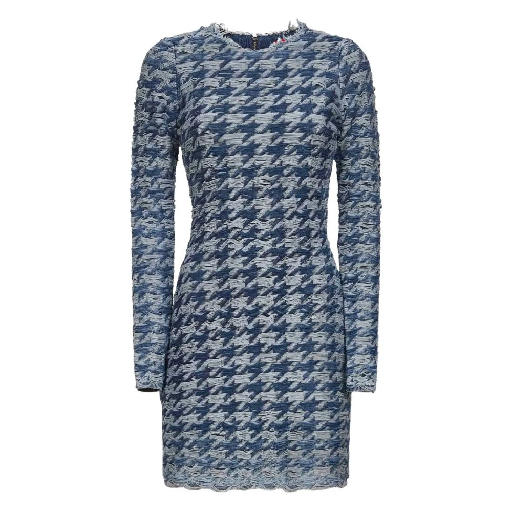 Robe à manches longues 'Frayed-Houndstooth' pour Femmes