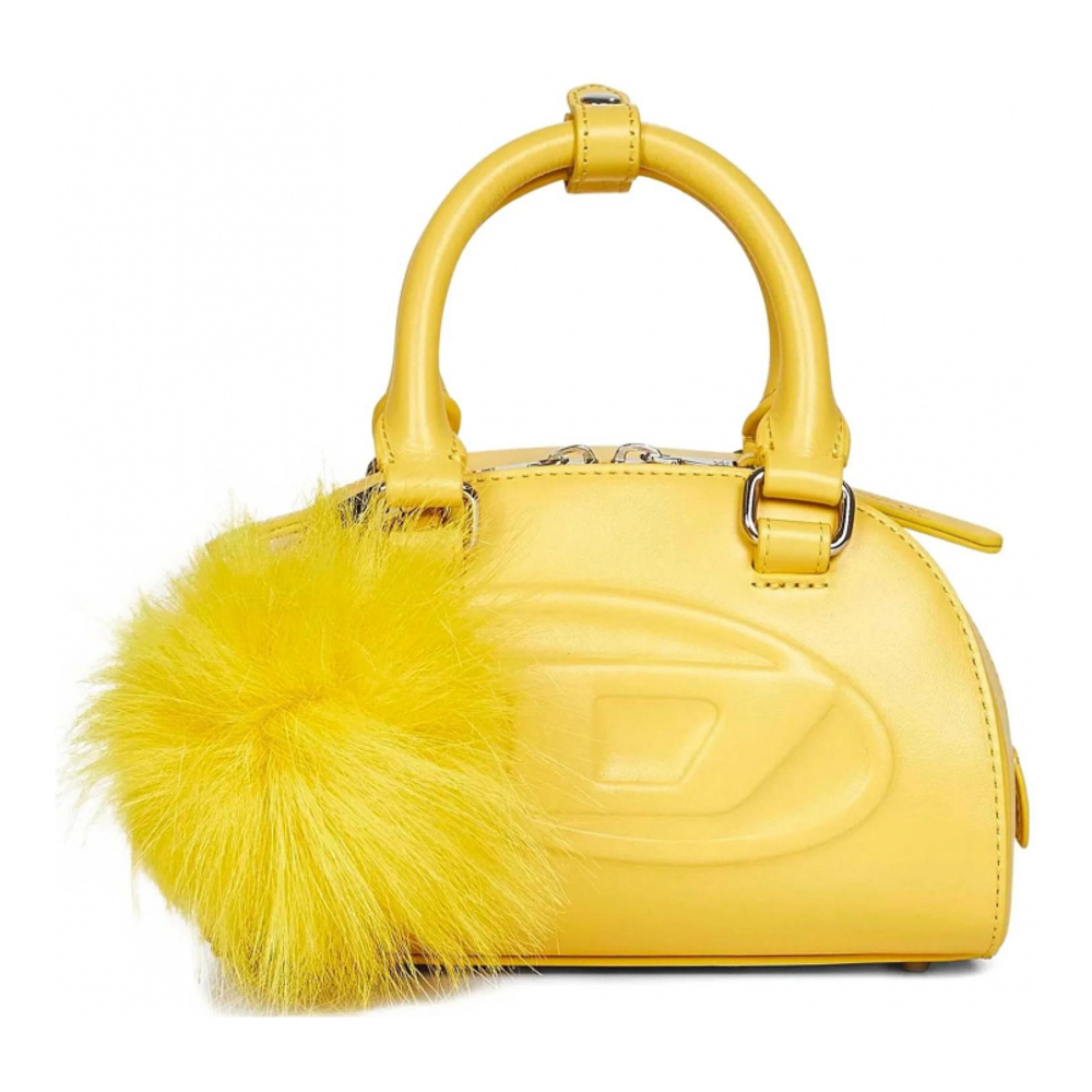Women's 'Mini Embossed-Logo Pompom' Top Handle Bag