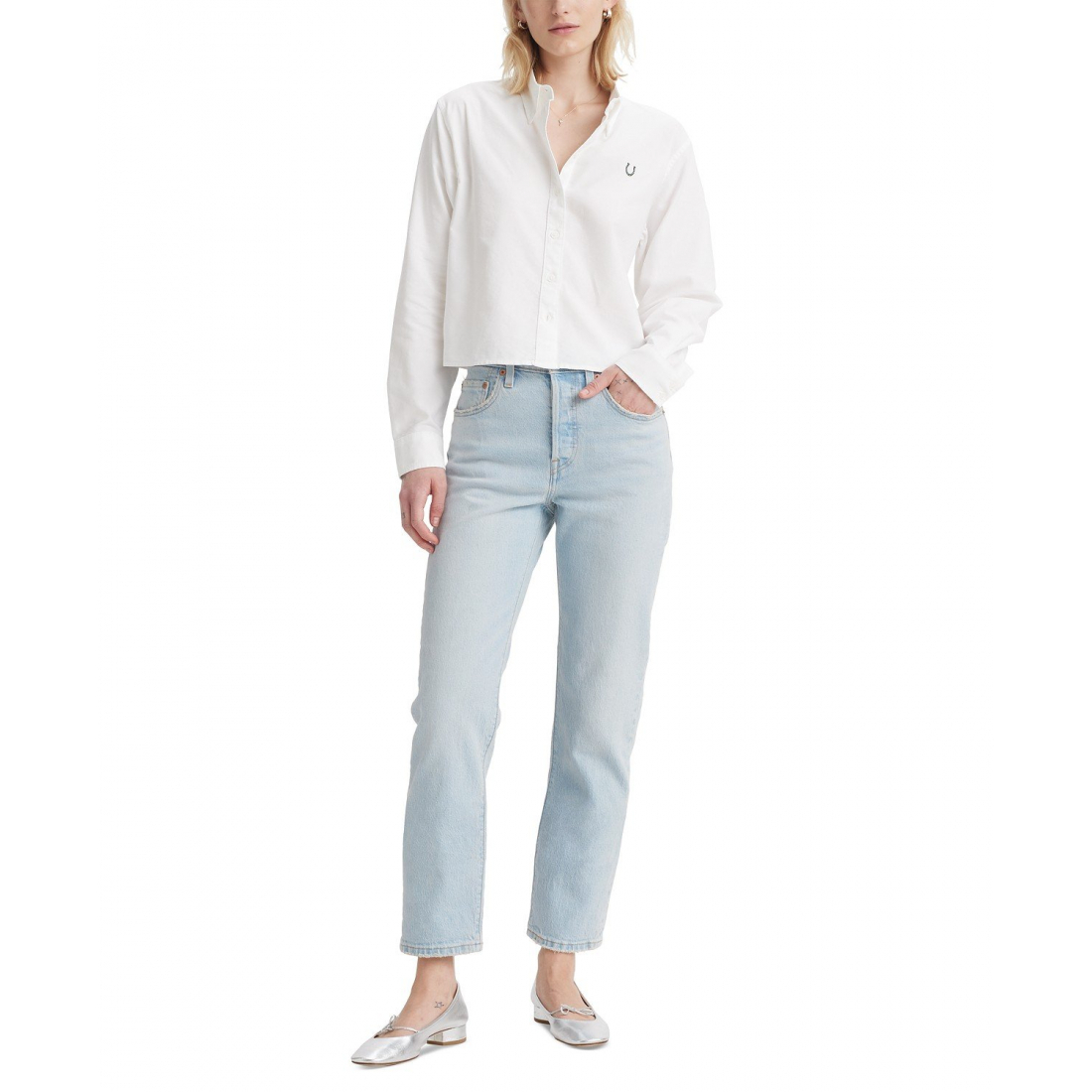 Jeans '501® Cropped Straight-Leg High Rise' pour Femmes