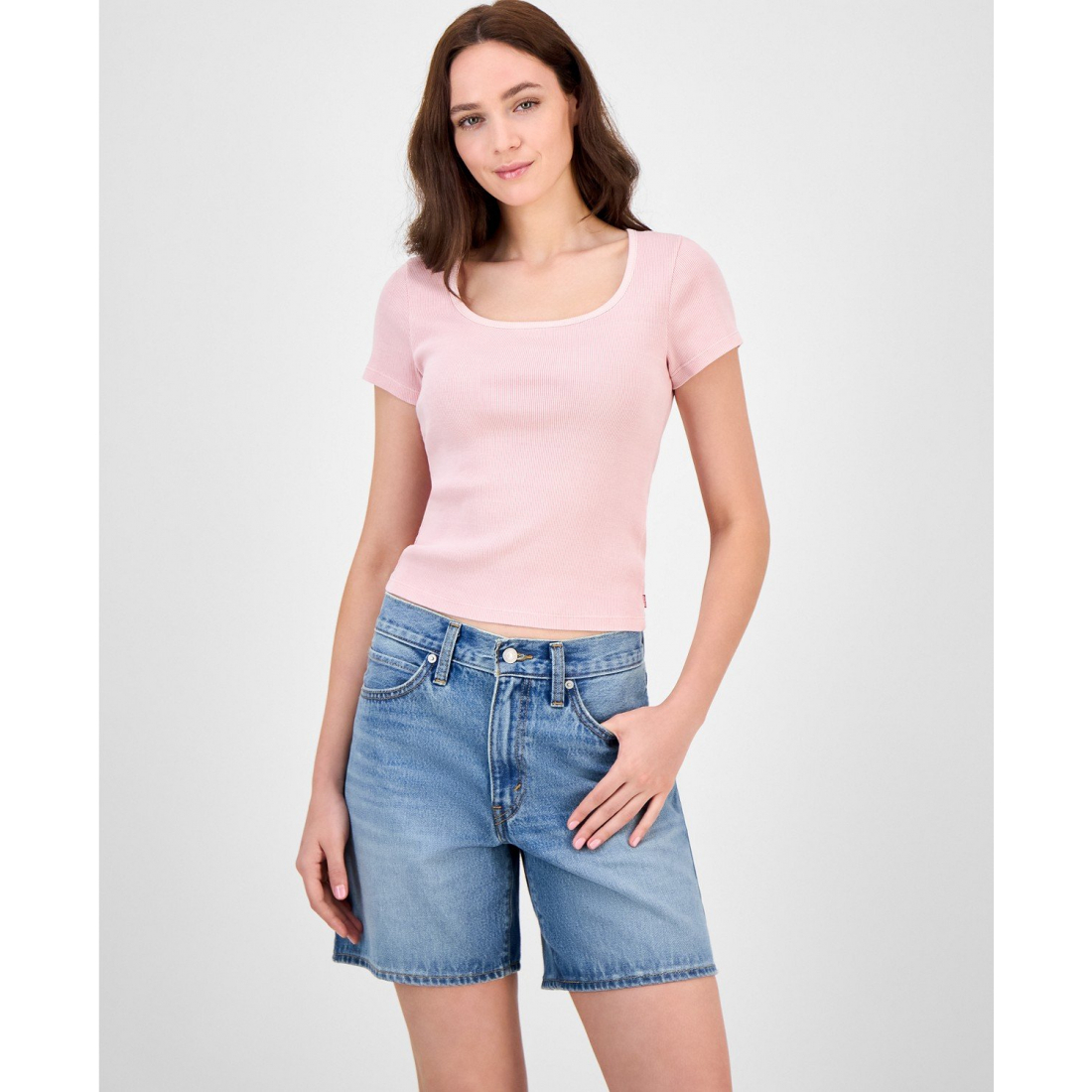 T-shirt 'Cotton Rib-Knit' pour Femmes