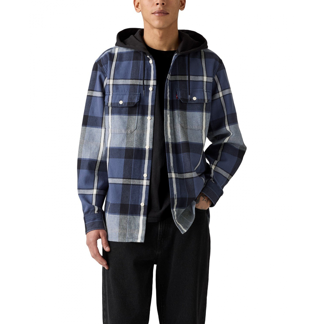 Surchemise 'Relaxed Fit Hooded Long Sleeve Button-Front' pour Hommes