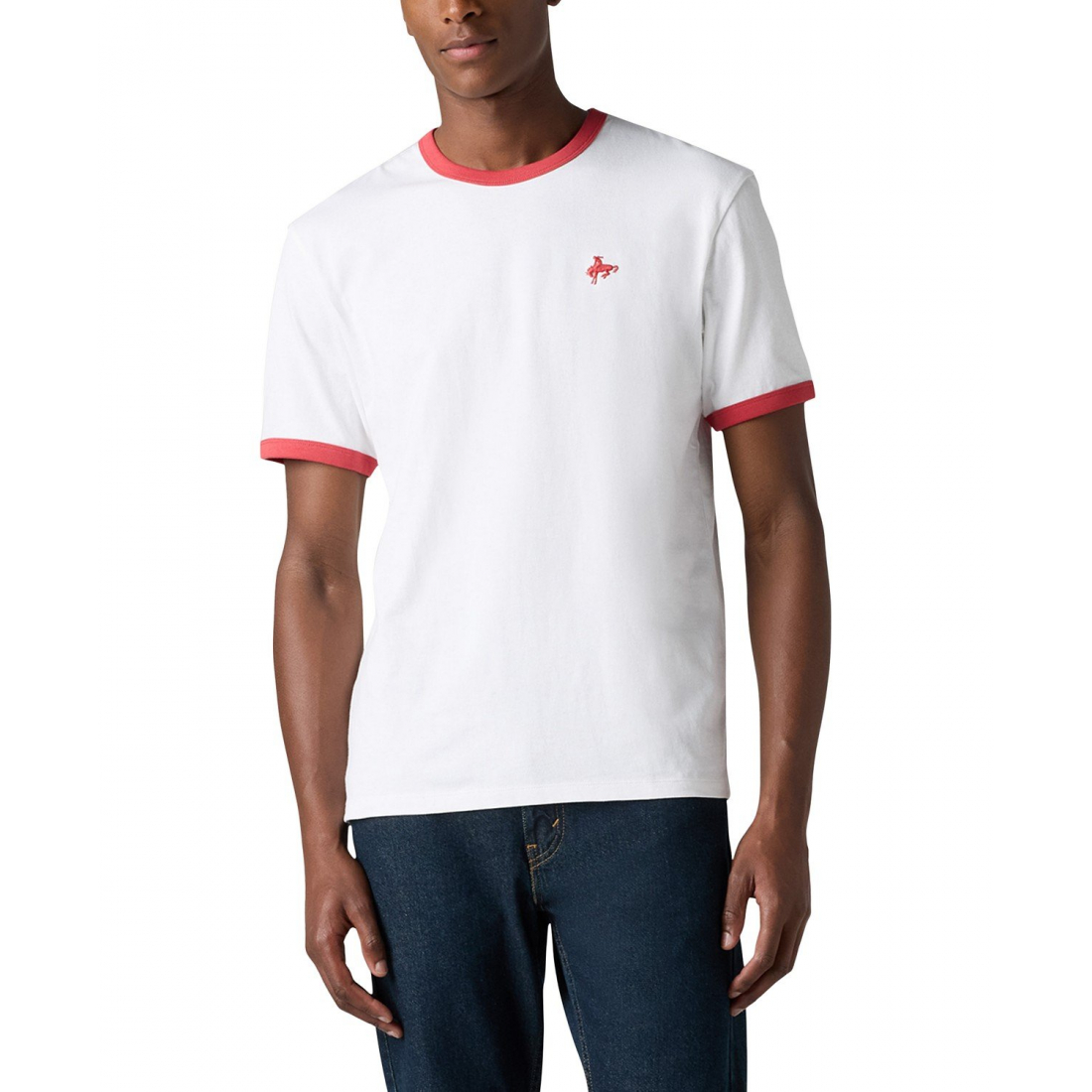 T-shirt 'Classic Fit Short Sleeve Retro Embroidered Ringer' pour Hommes