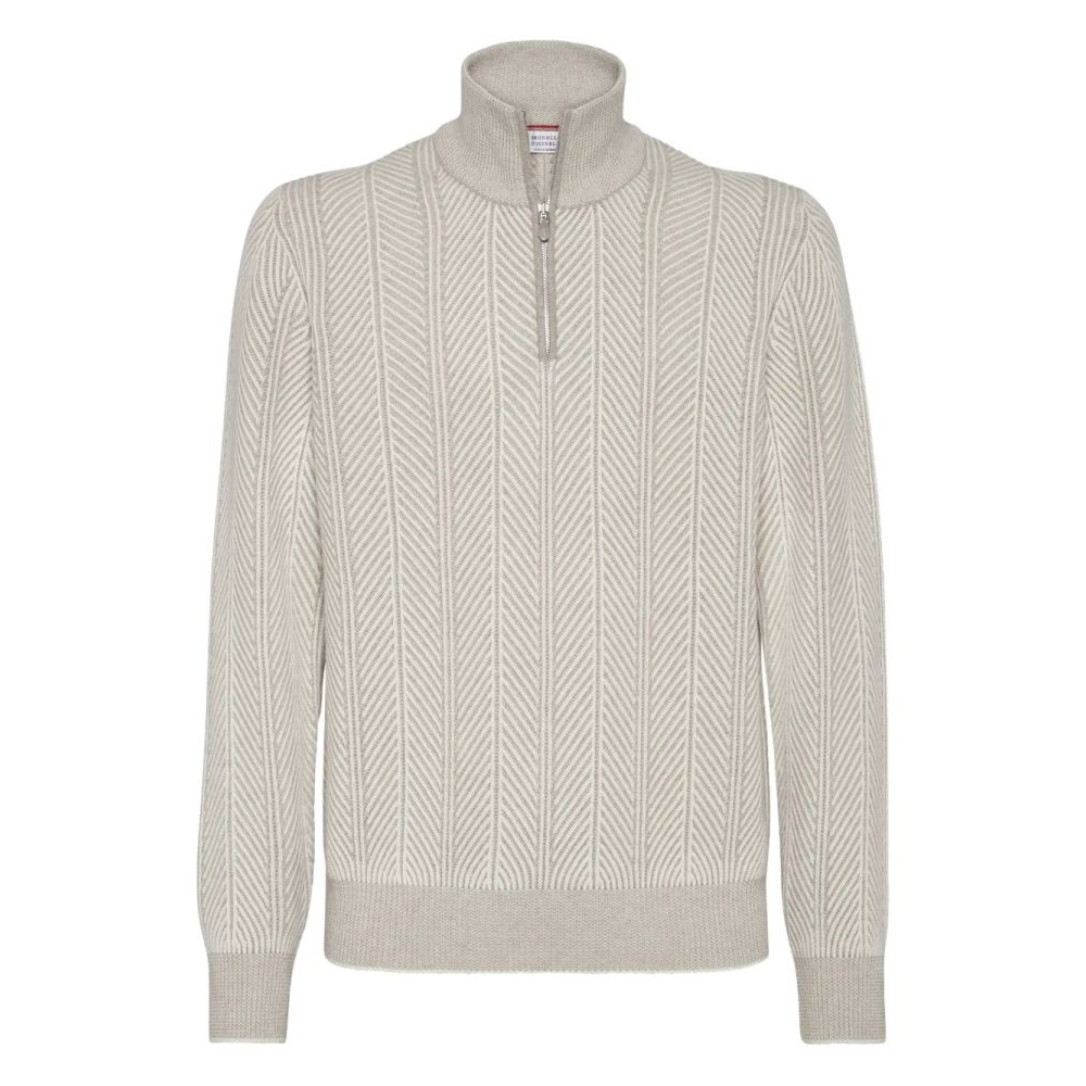 Pull en cachemire 'Herringbone Half-Zip' pour Hommes