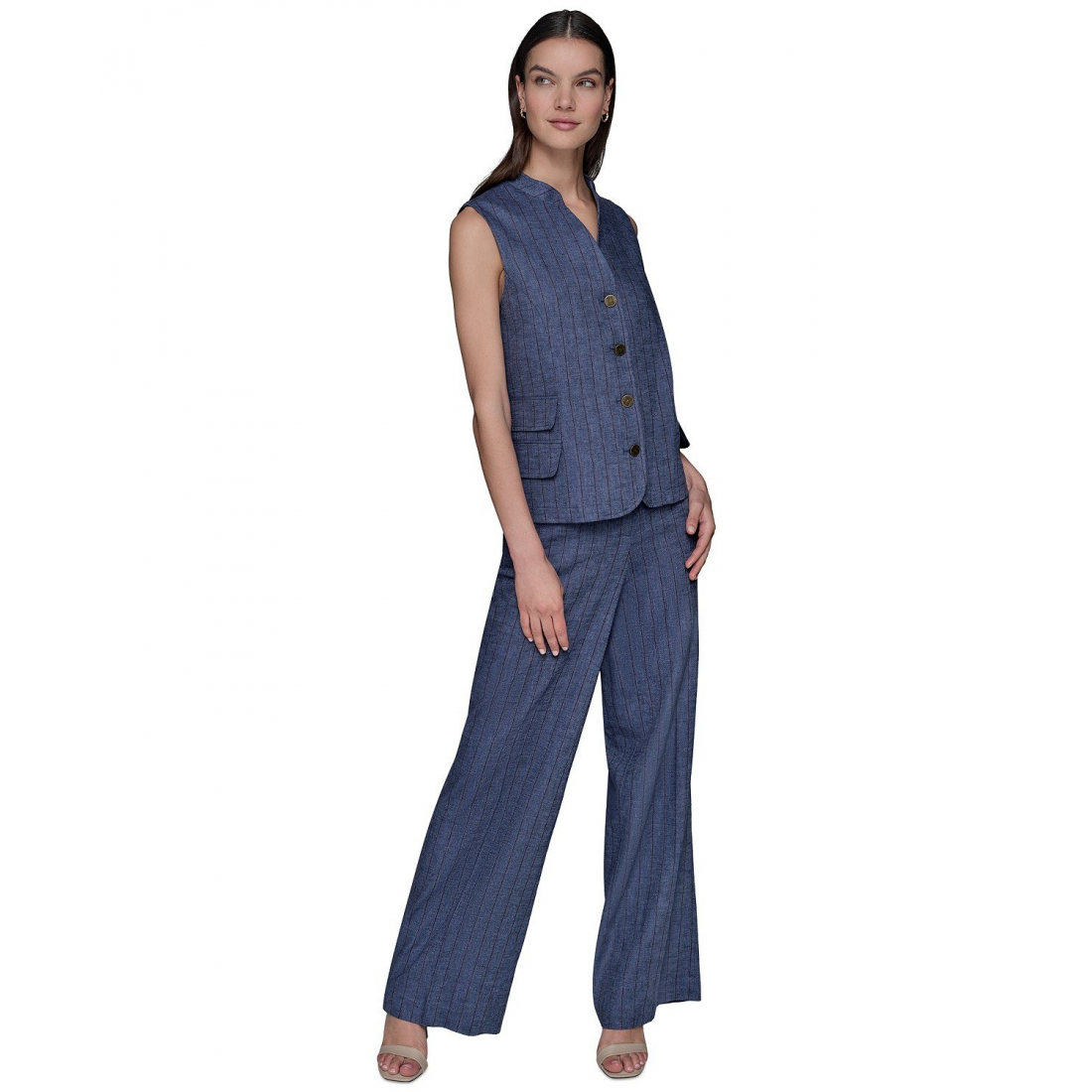 Gilet 'Pinstripe Button-Front' pour Femmes
