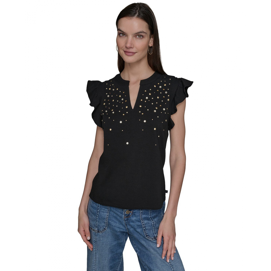 Haut sans manches 'Studded Ruffle Knit' pour Femmes