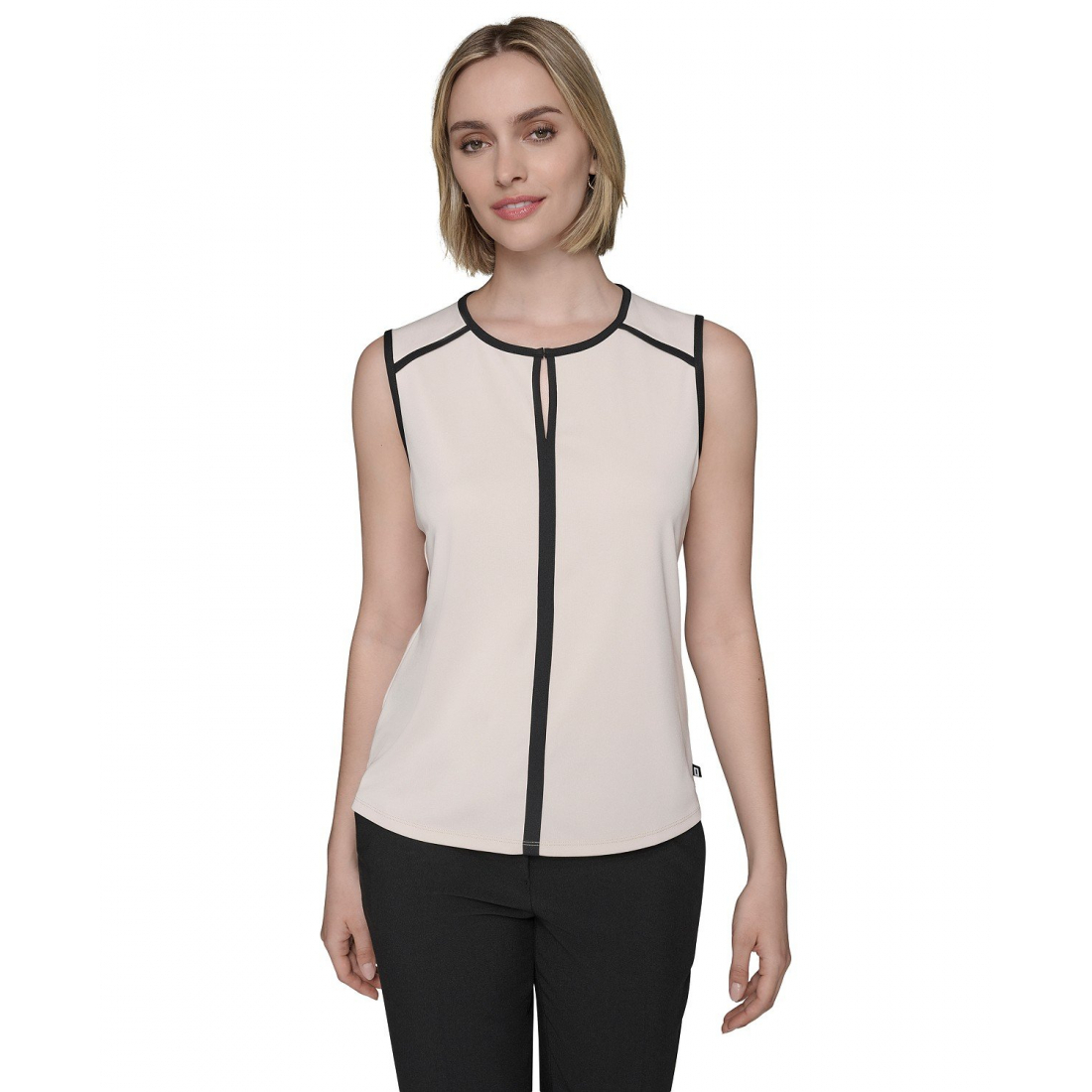 Haut sans manches 'Contrast-Piped Keyhole' pour Femmes