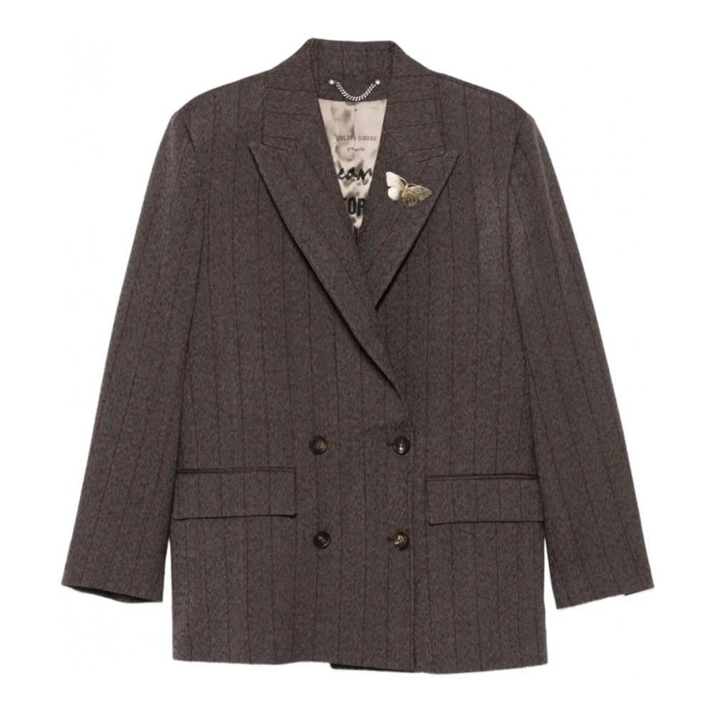 Blazer 'Pinstripe Butterfly-Brooch' pour Femmes